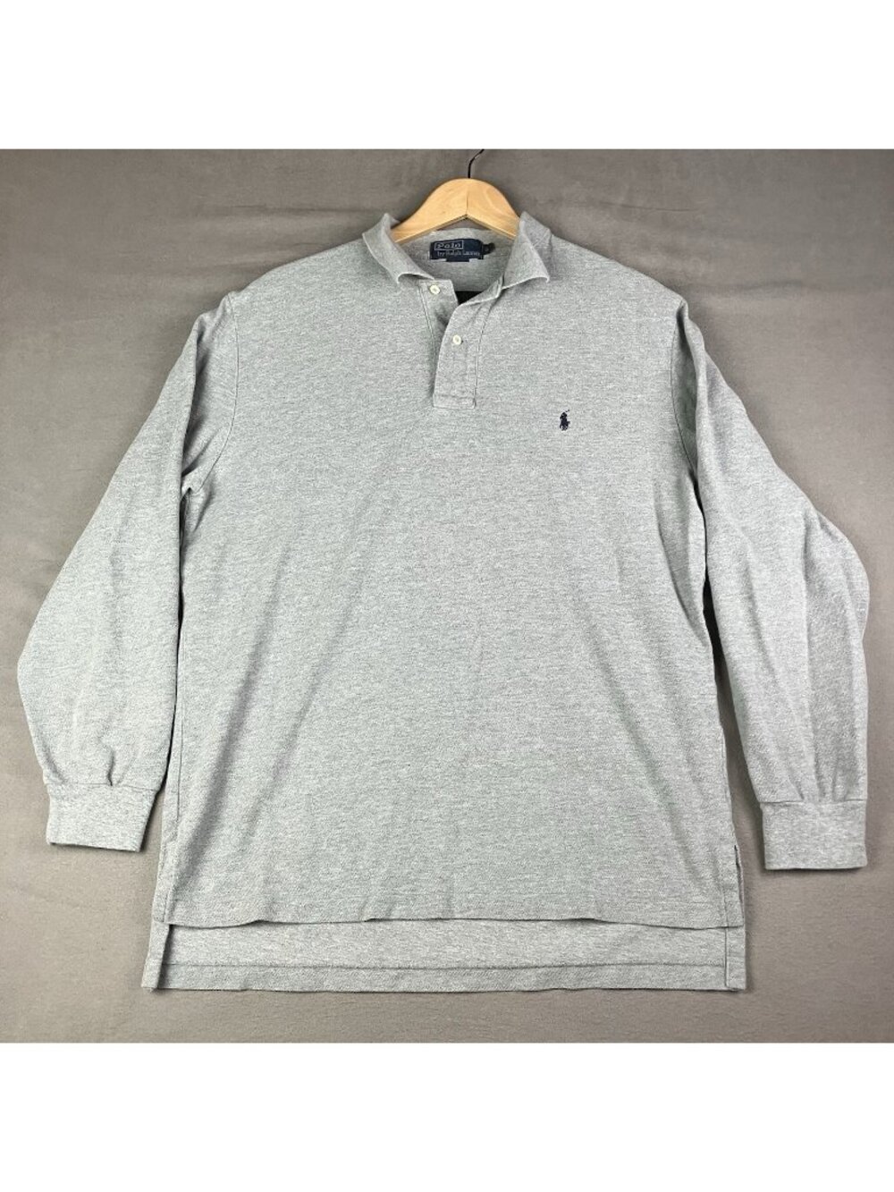 Polo Ralph Lauren Men’s Shirt Size L Long Sleeve Polo Light Gray Pony Logo